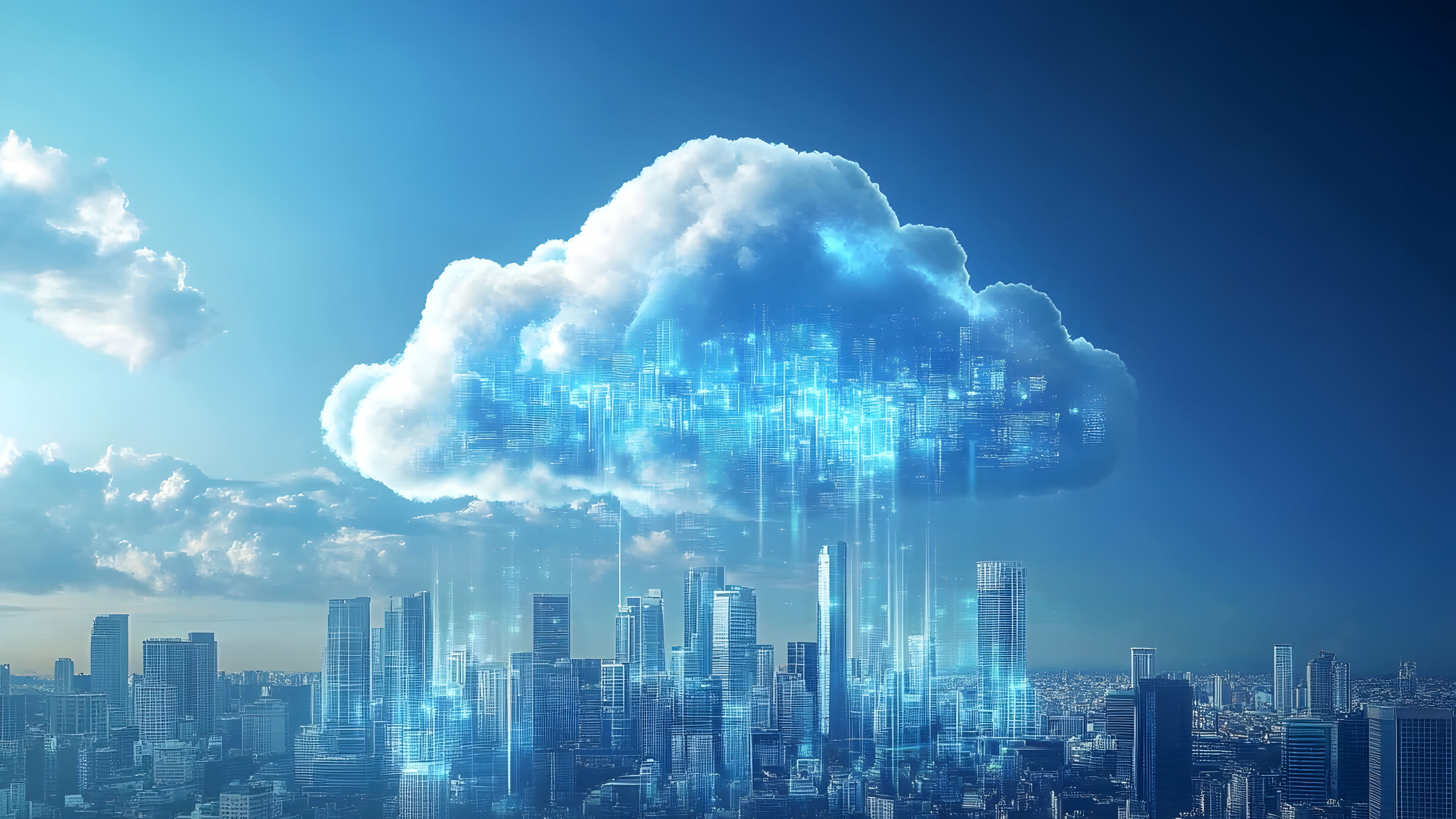 都市上のデジタルクラウド